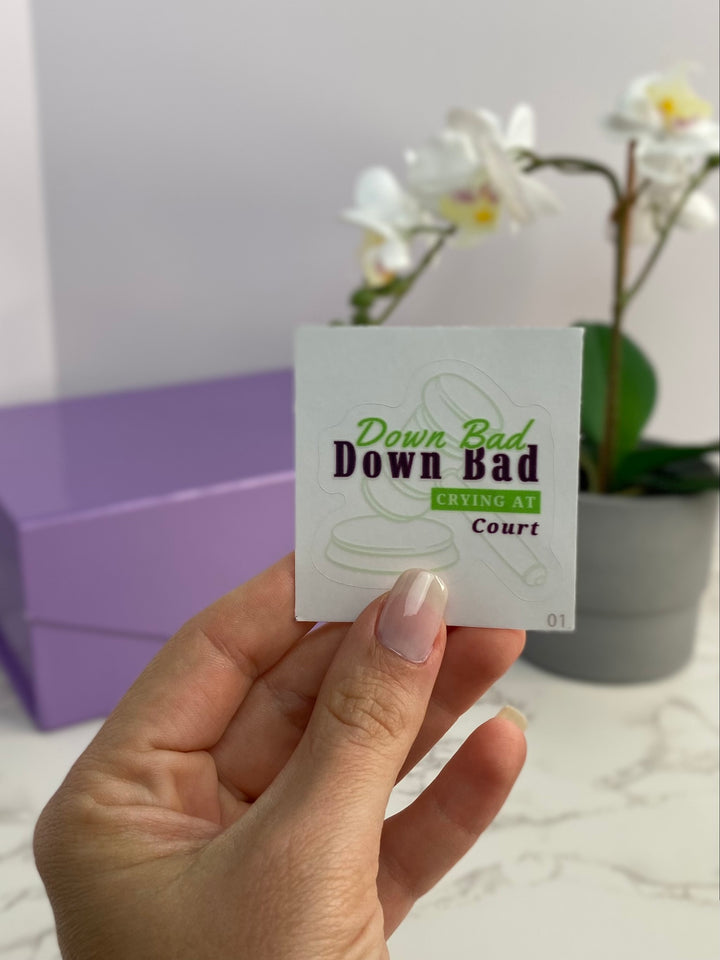 "Down Bad Crying at Court" Vinyl Adhesive Sticker