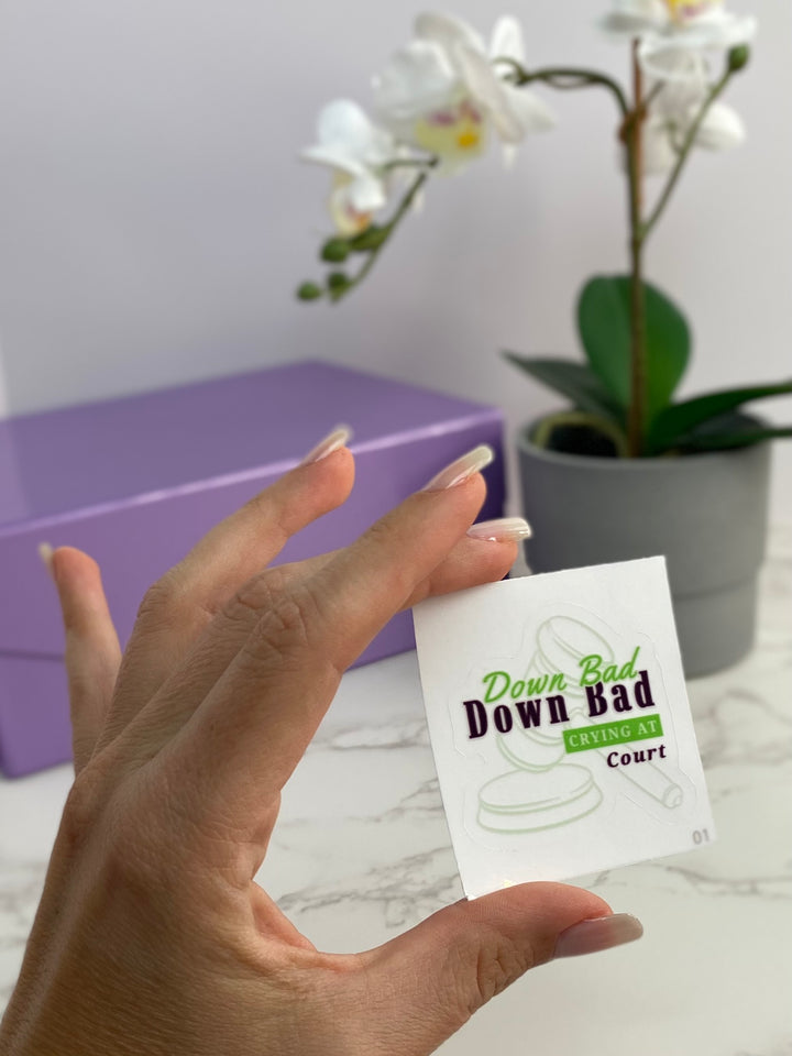"Down Bad Crying at Court" Vinyl Adhesive Sticker