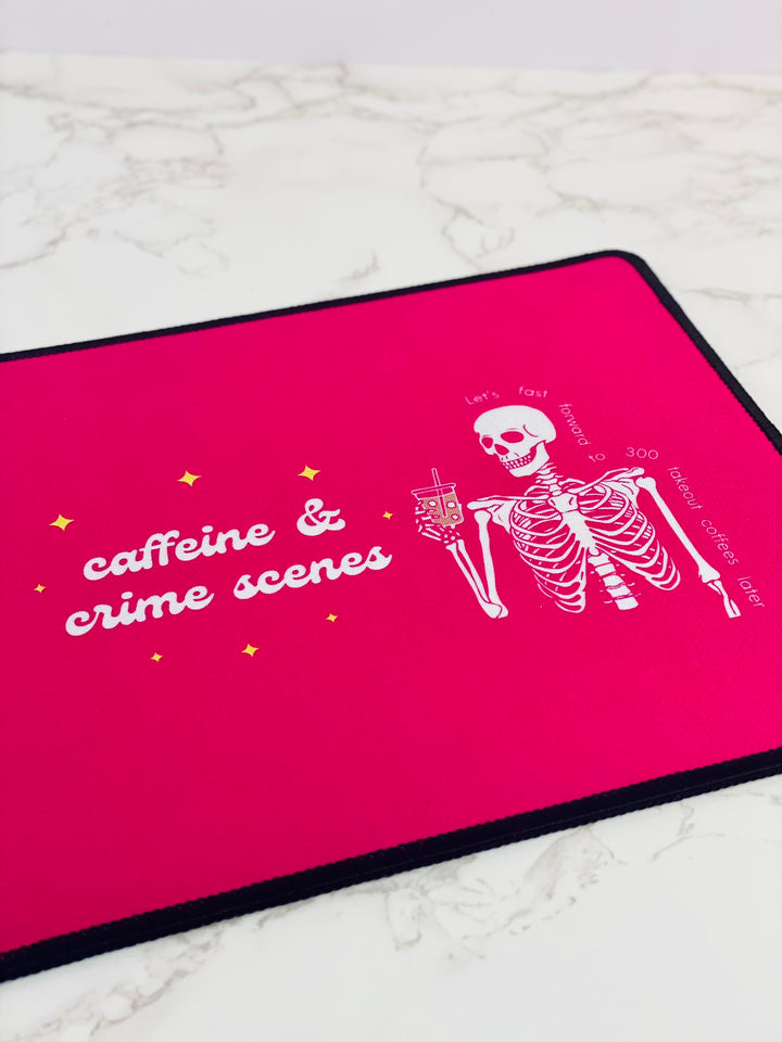 Skeleton "Caffeine and Crime Scenes" Non-Slip Mouse Pad