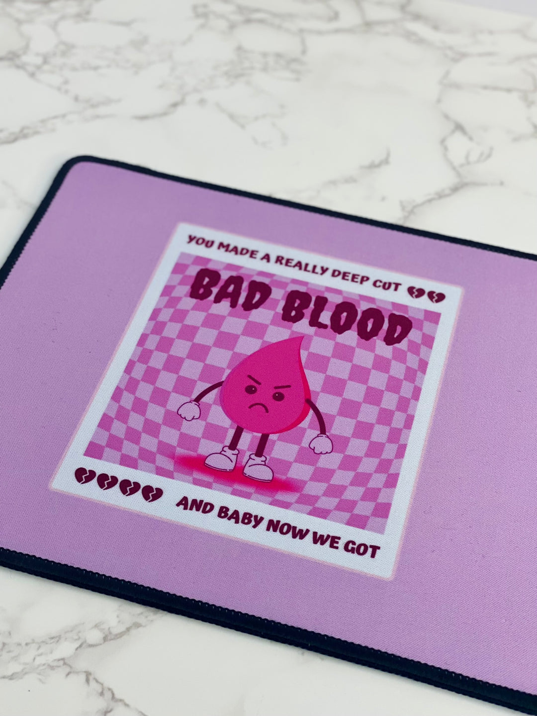 "Bad Blood" (Pink) Non-Slip Mouse Pad