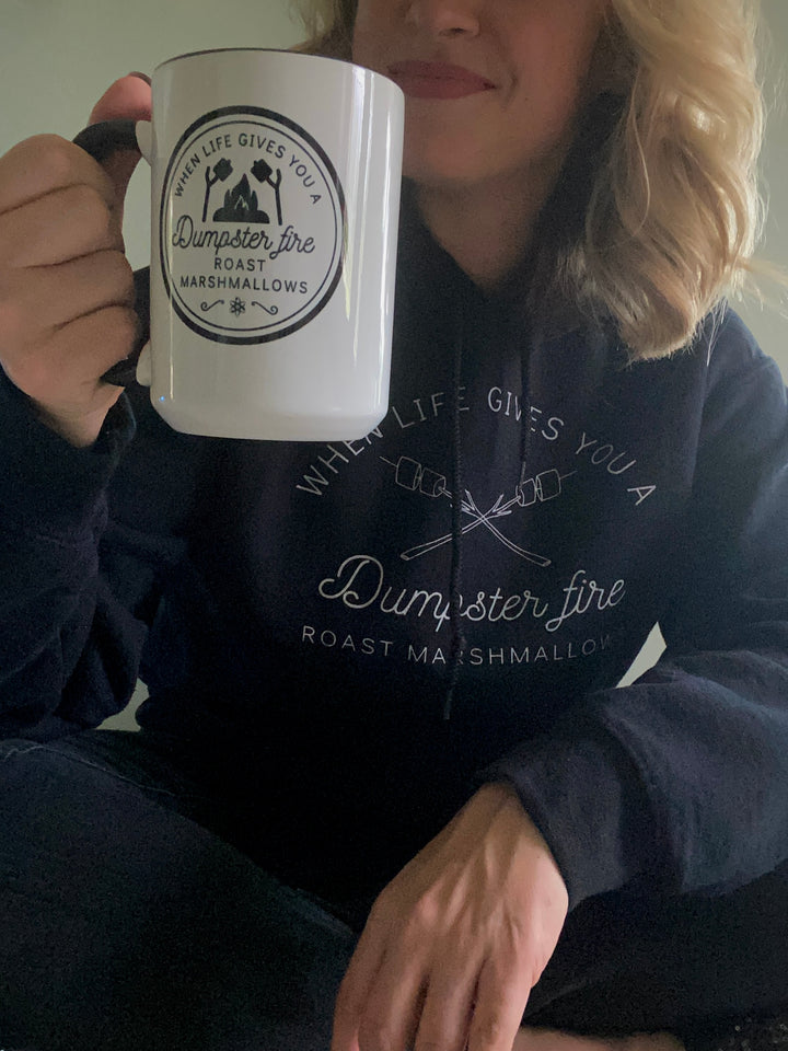 "When Life Gives You a Dumpster Fire, Roast Marshmallows" Two-Tone Coffee Mug, 15oz