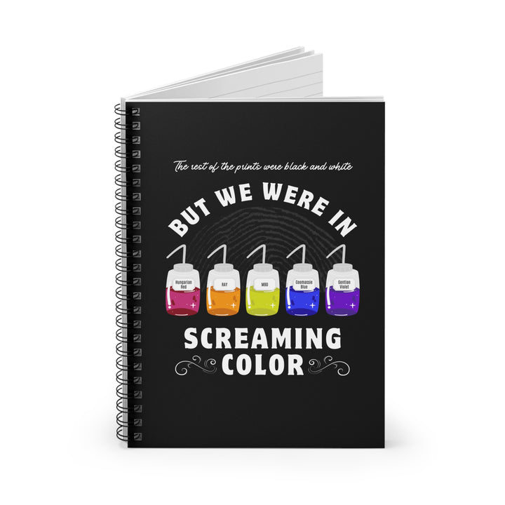 "Screaming Color" Forensic Latent Processing Reagents Spiral Notebook - Ruled Line
