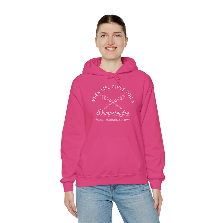 "When Life Gives You a Dumpster Fire, Roast Marshmallows" Unisex Heavy Blend™ Hooded Sweatshirt