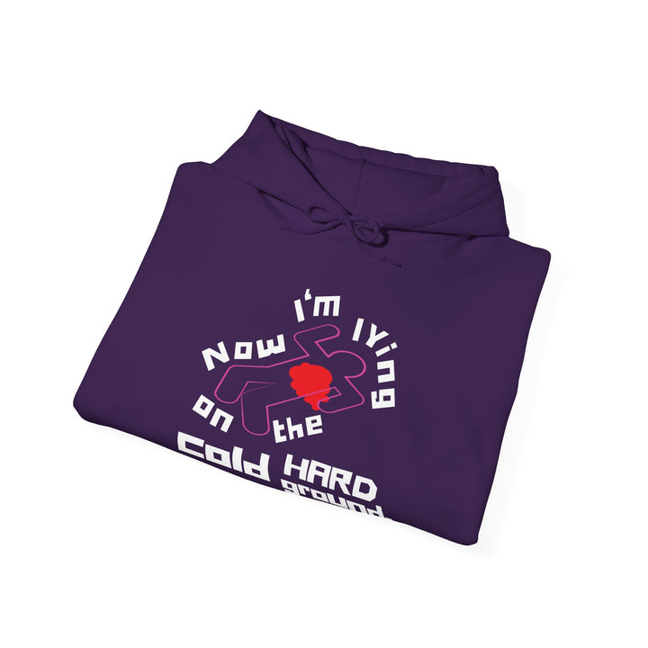 Chalk Outline “Lying on the Cold Hard Ground” Unisex Heavy Blend™ Hooded Sweatshirt