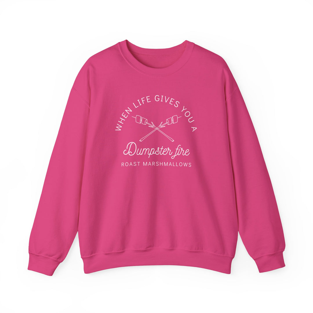 “When Life Gives You a Dumpster Fire, Roast Marshmallows” Unisex Heavy Blend™ Crewneck Sweatshirt