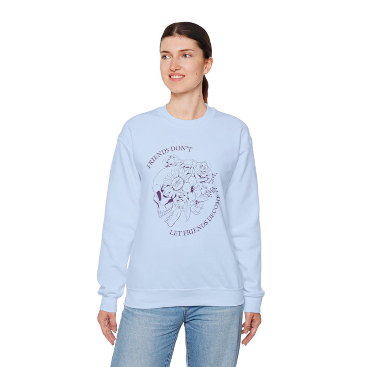 "Friends Don't Let Friends Decomp" Side Skull Unisex Heavy Blend™ Crewneck Sweatshirt
