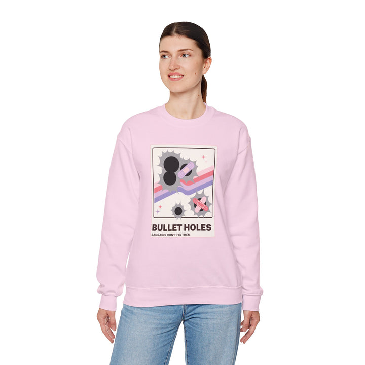 “Bullet Holes – Bandaids Don’t Fix Them” Unisex Heavy Blend™ Crewneck Sweatshirt