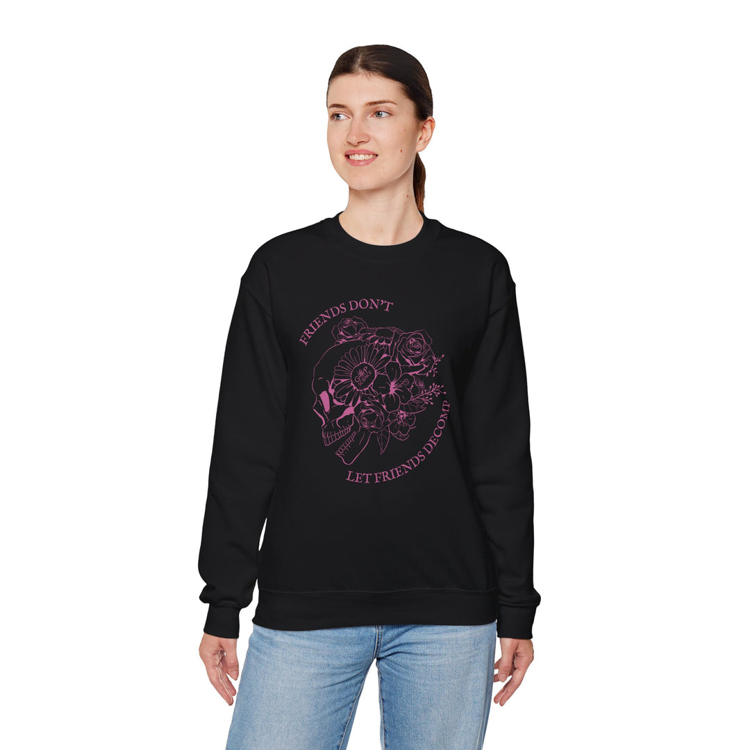 "Friends Don't Let Friends Decomp" Side Skull Unisex Heavy Blend™ Crewneck Sweatshirt