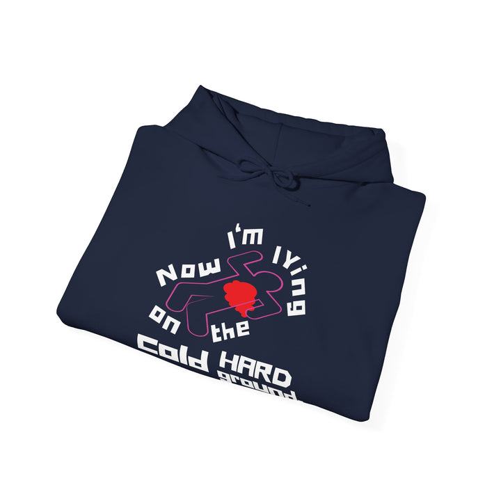 Chalk Outline “Lying on the Cold Hard Ground” Unisex Heavy Blend™ Hooded Sweatshirt