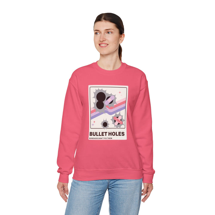 “Bullet Holes – Bandaids Don’t Fix Them” Unisex Heavy Blend™ Crewneck Sweatshirt