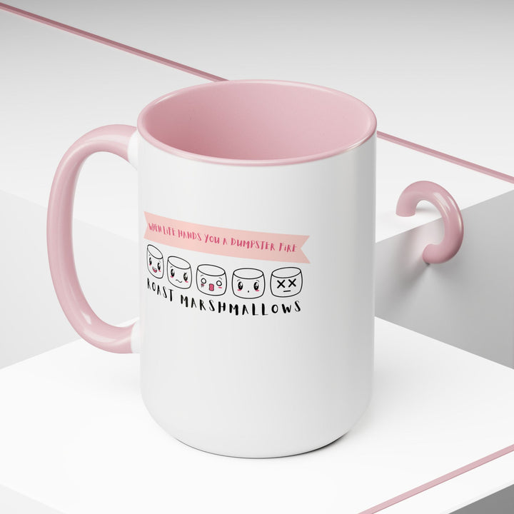 "When Life Hands You a Dumpster Fire, Roast Marshmallows" Two-Tone Coffee Mug, 15oz