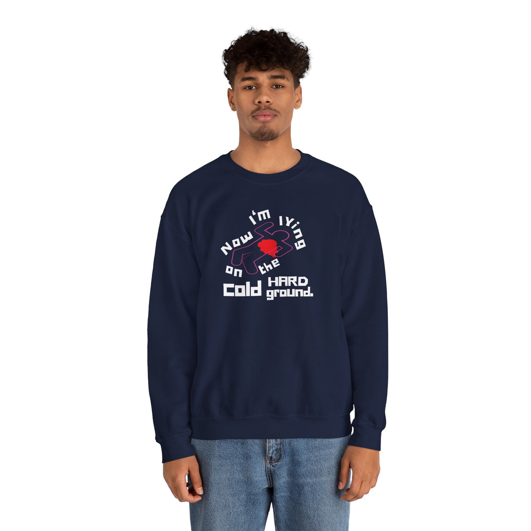 Chalk Outline “Lying on the Cold Hard Ground” Unisex Heavy Blend™ Crewneck Sweatshirt
