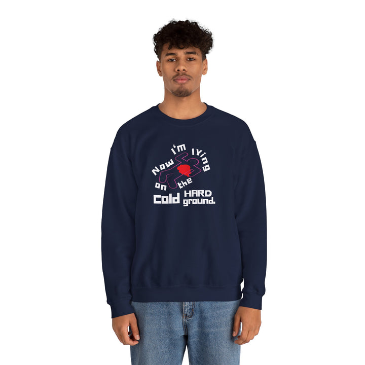 Chalk Outline “Lying on the Cold Hard Ground” Unisex Heavy Blend™ Crewneck Sweatshirt