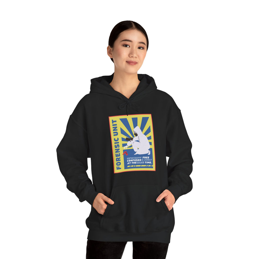 Forensic Unit "We're Happy..." Unisex Heavy Blend™ Hooded Sweatshirt