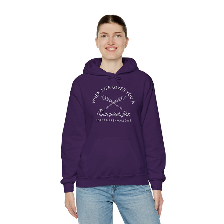 "When Life Gives You a Dumpster Fire, Roast Marshmallows" Unisex Heavy Blend™ Hooded Sweatshirt