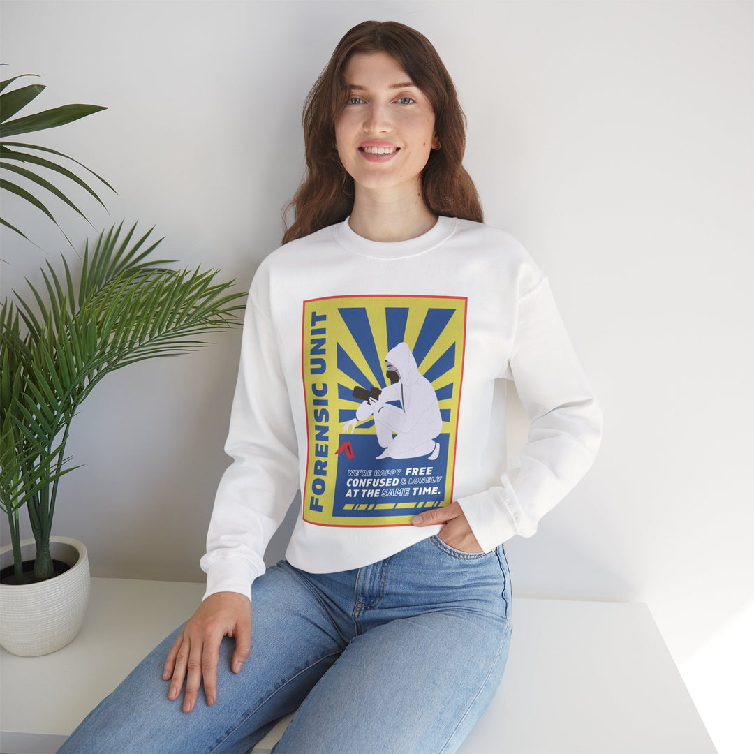 Forensic Unit "We're Happy..." Unisex Heavy Blend™ Crewneck Sweatshirt