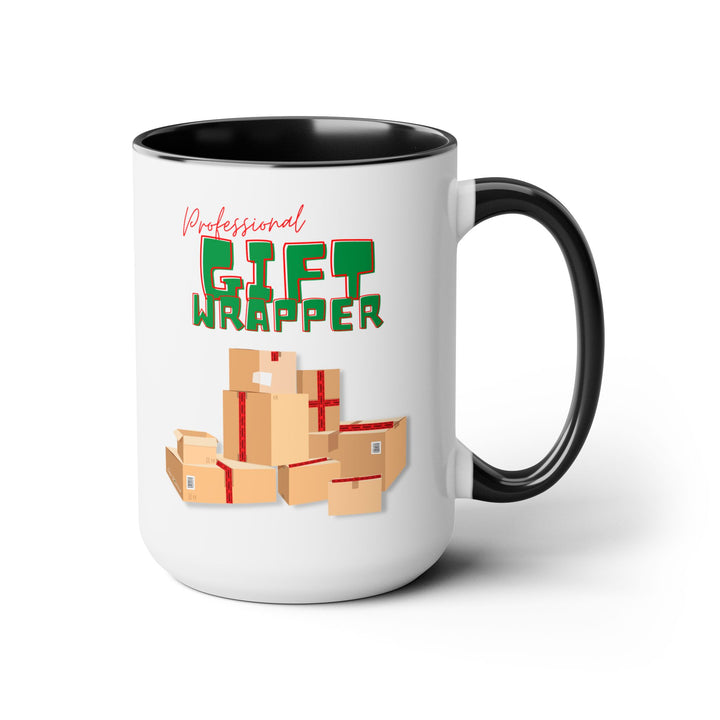 "Professional Gift Wrapper" Two-Tone Coffee Mug, 15oz
