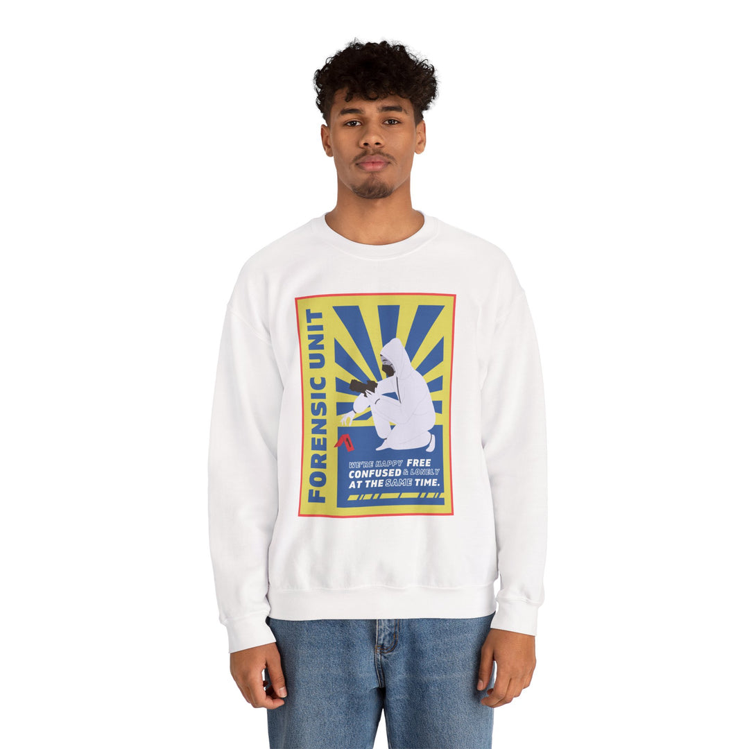 Forensic Unit "We're Happy..." Unisex Heavy Blend™ Crewneck Sweatshirt