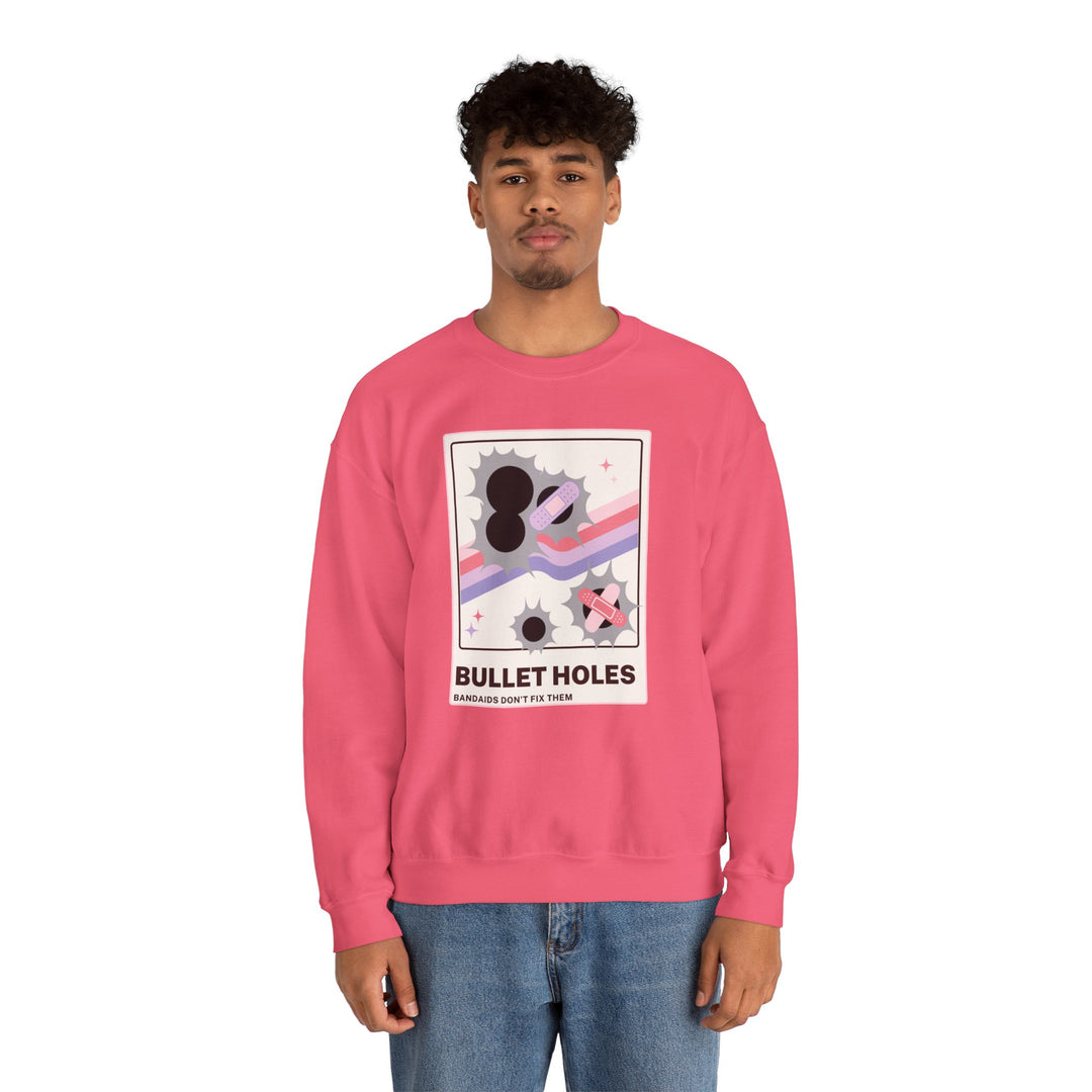 “Bullet Holes – Bandaids Don’t Fix Them” Unisex Heavy Blend™ Crewneck Sweatshirt