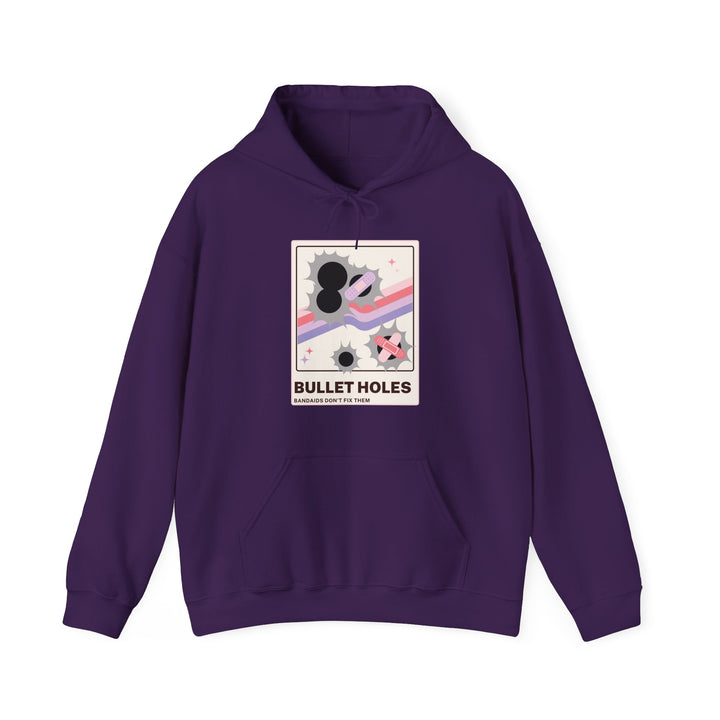 “Bullet Holes – Bandaids Don’t Fix Them” Unisex Heavy Blend™ Hooded Sweatshirt