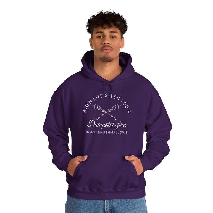 "When Life Gives You a Dumpster Fire, Roast Marshmallows" Unisex Heavy Blend™ Hooded Sweatshirt