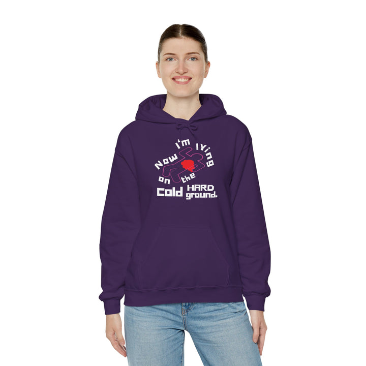 Chalk Outline “Lying on the Cold Hard Ground” Unisex Heavy Blend™ Hooded Sweatshirt