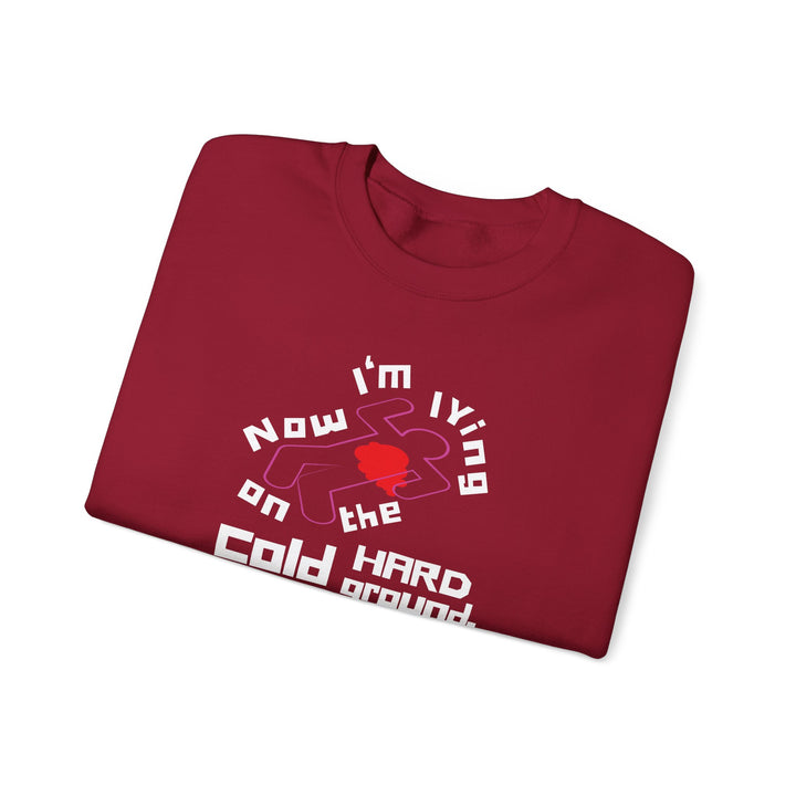 Chalk Outline “Lying on the Cold Hard Ground” Unisex Heavy Blend™ Crewneck Sweatshirt