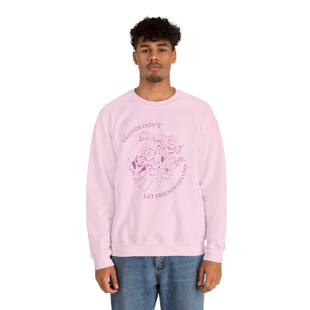 "Friends Don't Let Friends Decomp" Side Skull Unisex Heavy Blend™ Crewneck Sweatshirt