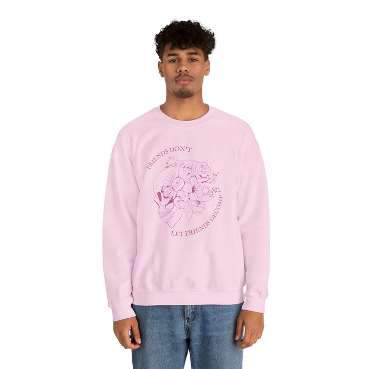 "Friends Don't Let Friends Decomp" Side Skull Unisex Heavy Blend™ Crewneck Sweatshirt