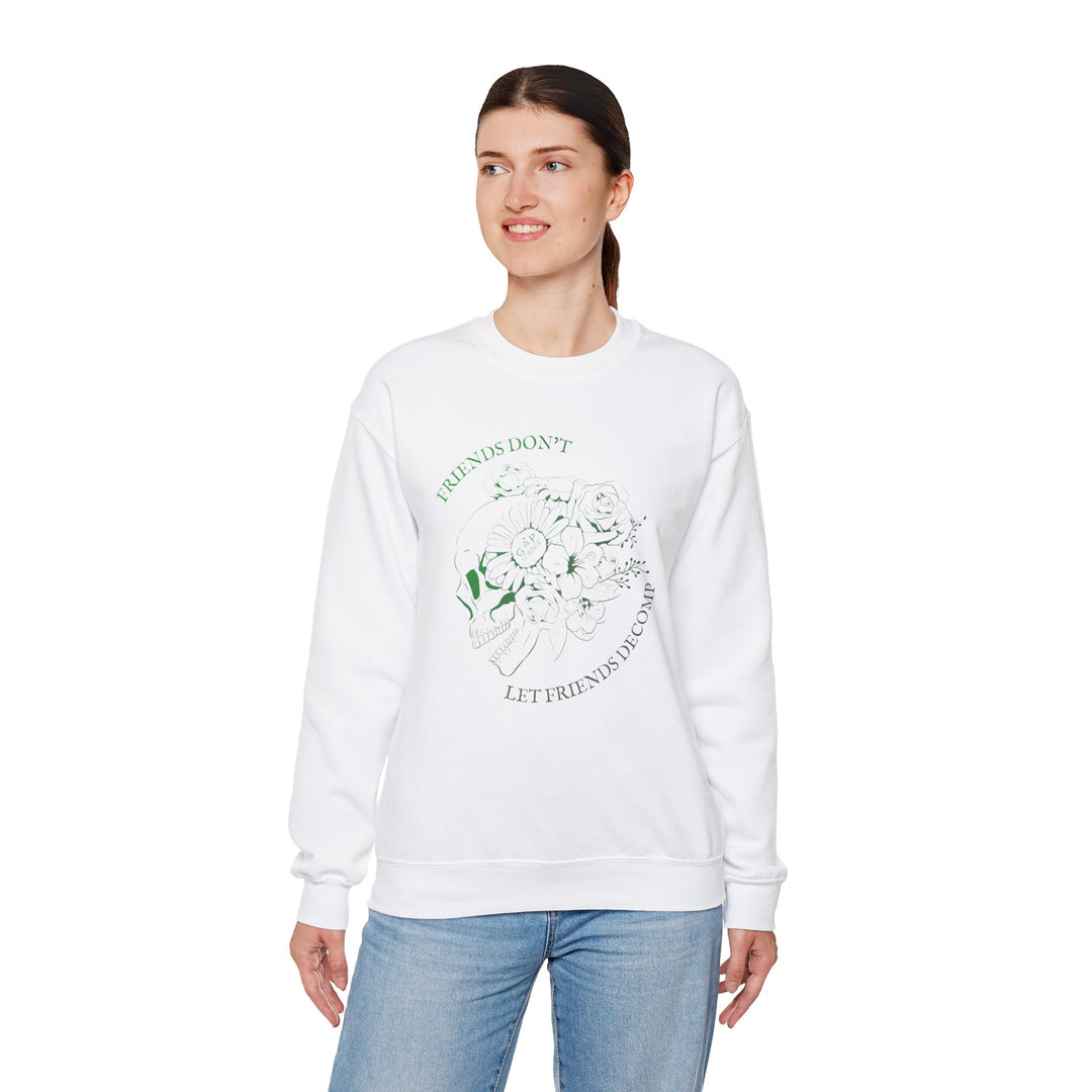 "Friends Don't Let Friends Decomp" Side Skull Unisex Heavy Blend™ Crewneck Sweatshirt