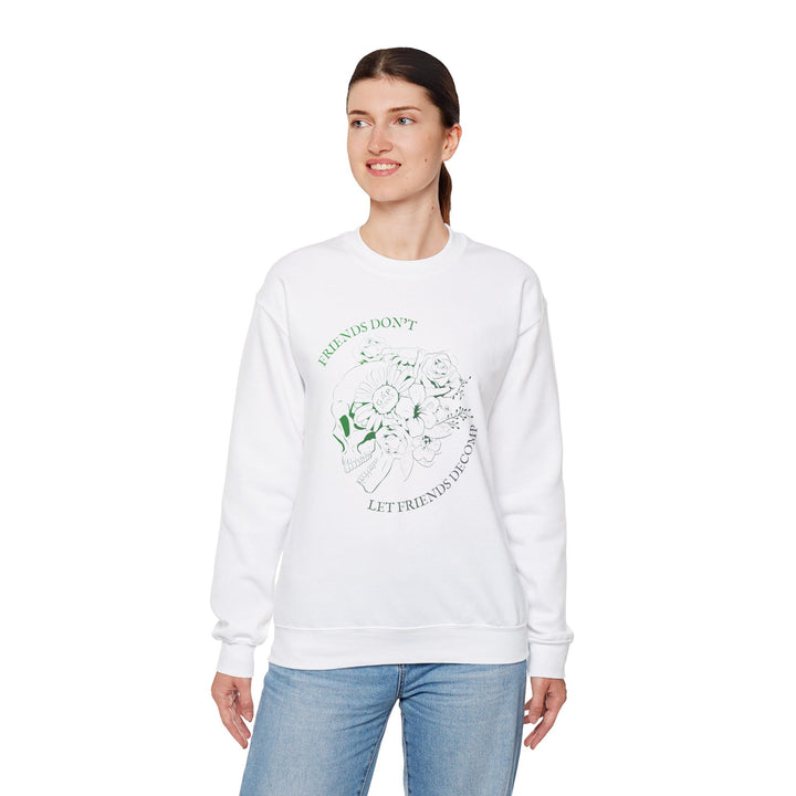 "Friends Don't Let Friends Decomp" Side Skull Unisex Heavy Blend™ Crewneck Sweatshirt