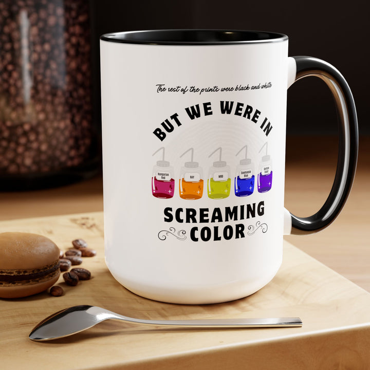 "Screaming Color" Forensic Latent Processing Reagents Two-Tone Coffee Mugs, 15oz