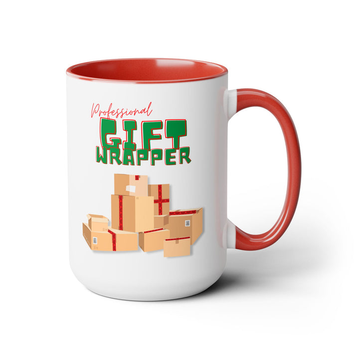 "Professional Gift Wrapper" Two-Tone Coffee Mug, 15oz