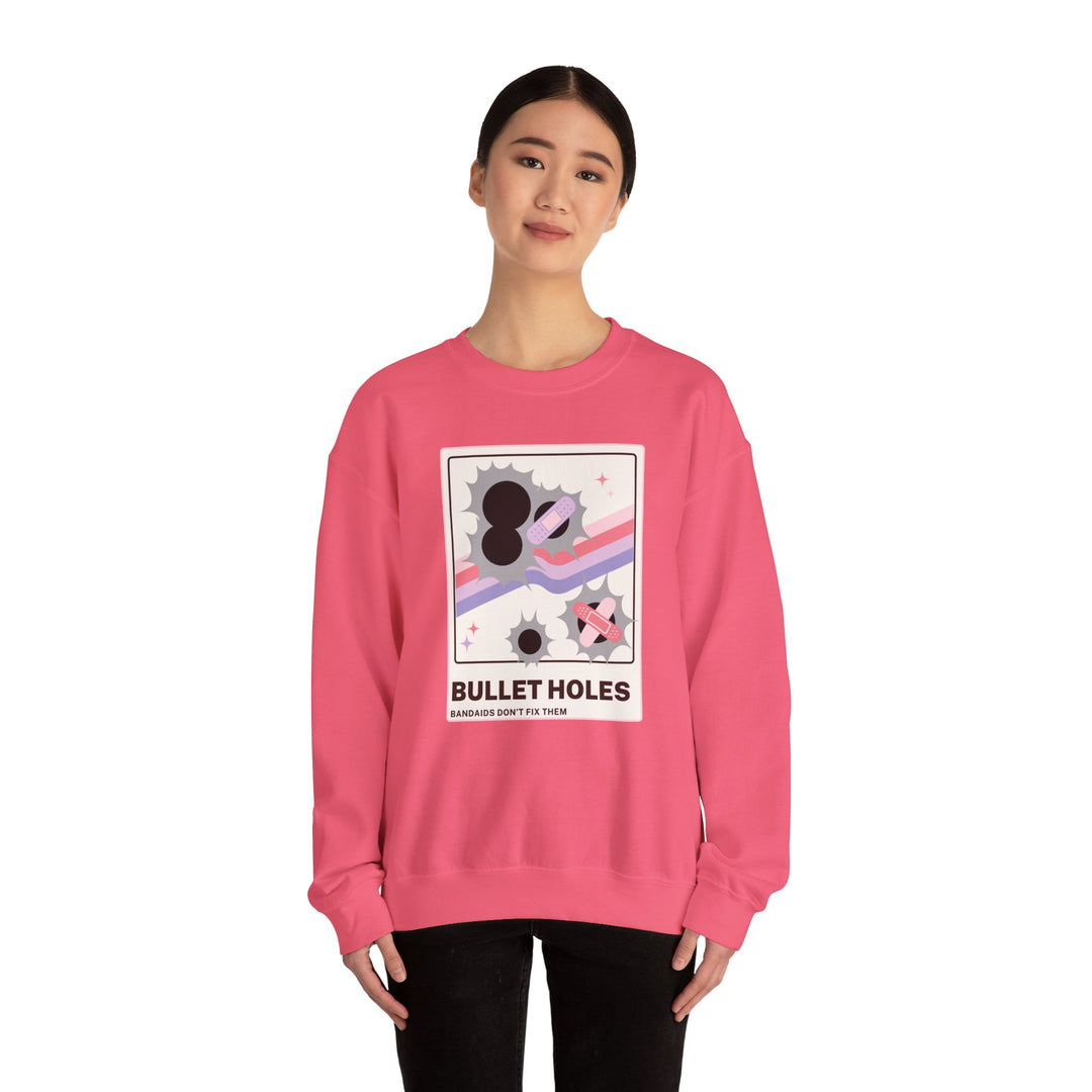 “Bullet Holes – Bandaids Don’t Fix Them” Unisex Heavy Blend™ Crewneck Sweatshirt