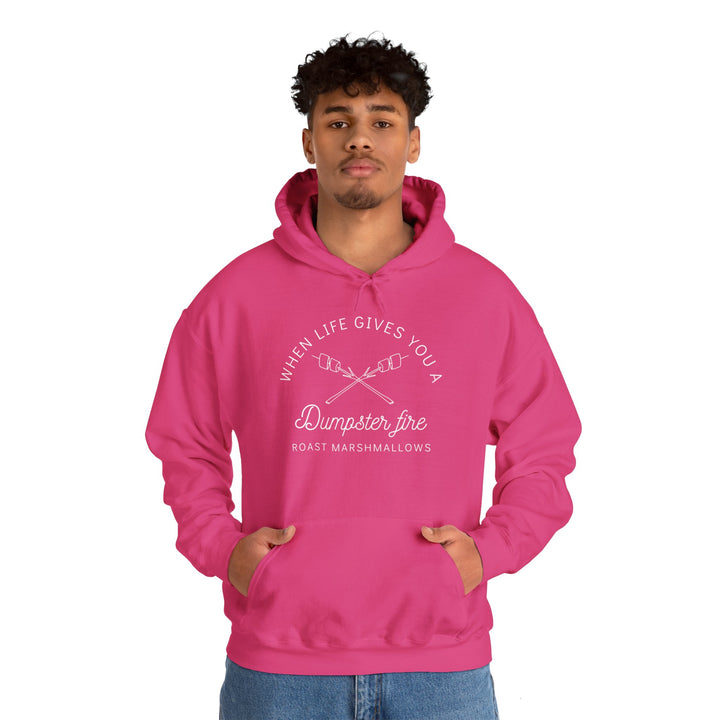 "When Life Gives You a Dumpster Fire, Roast Marshmallows" Unisex Heavy Blend™ Hooded Sweatshirt