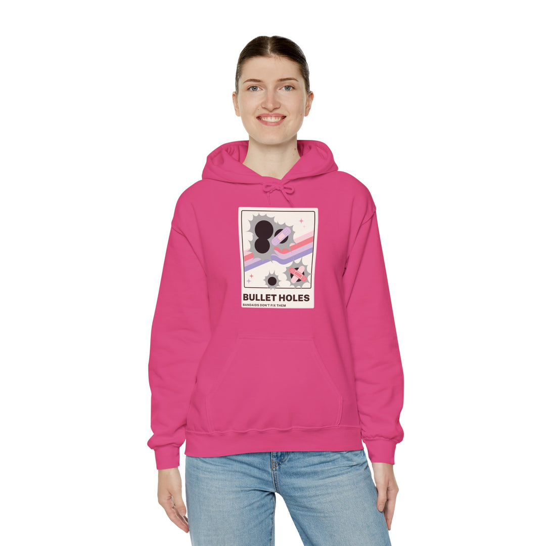 “Bullet Holes – Bandaids Don’t Fix Them” Unisex Heavy Blend™ Hooded Sweatshirt