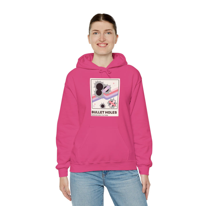 “Bullet Holes – Bandaids Don’t Fix Them” Unisex Heavy Blend™ Hooded Sweatshirt