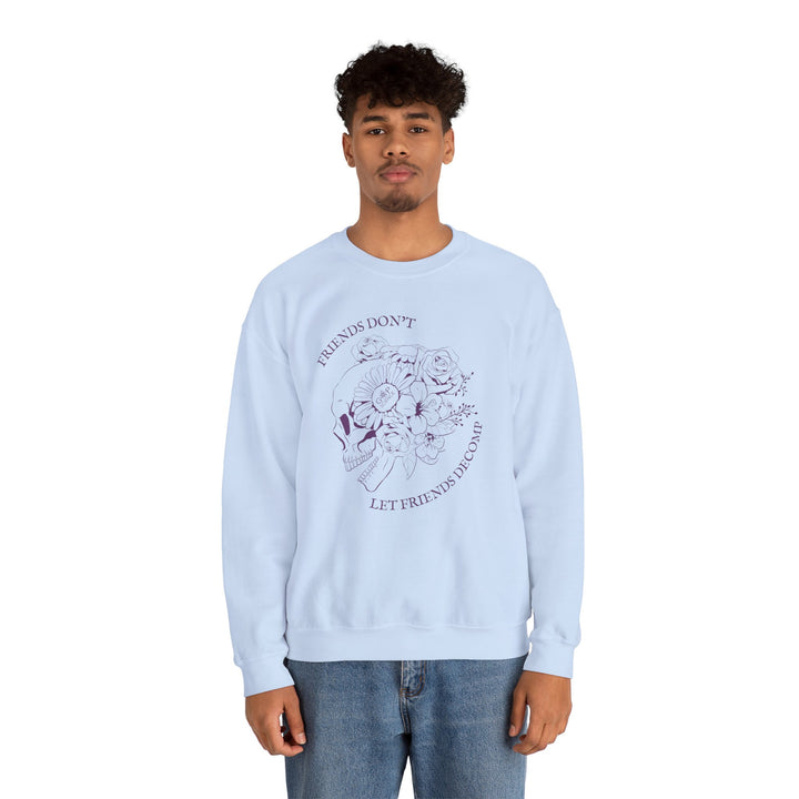 "Friends Don't Let Friends Decomp" Side Skull Unisex Heavy Blend™ Crewneck Sweatshirt