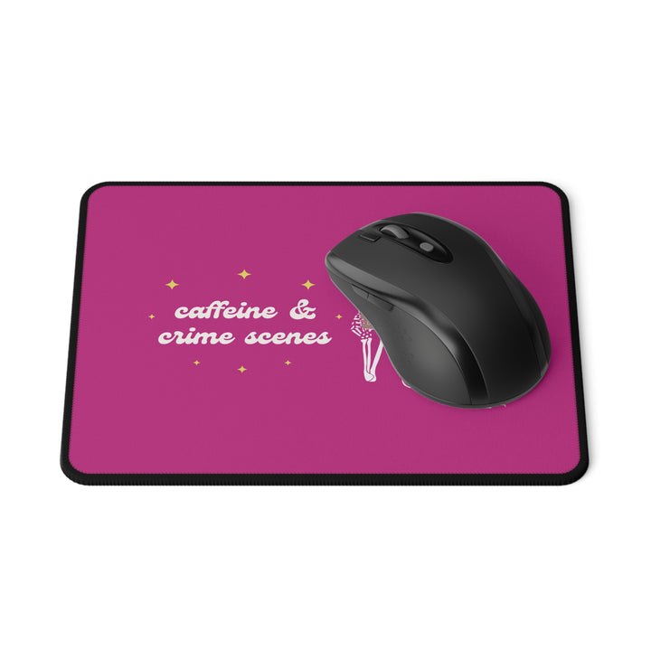 Skeleton "Caffeine and Crime Scenes" Non-Slip Mouse Pad