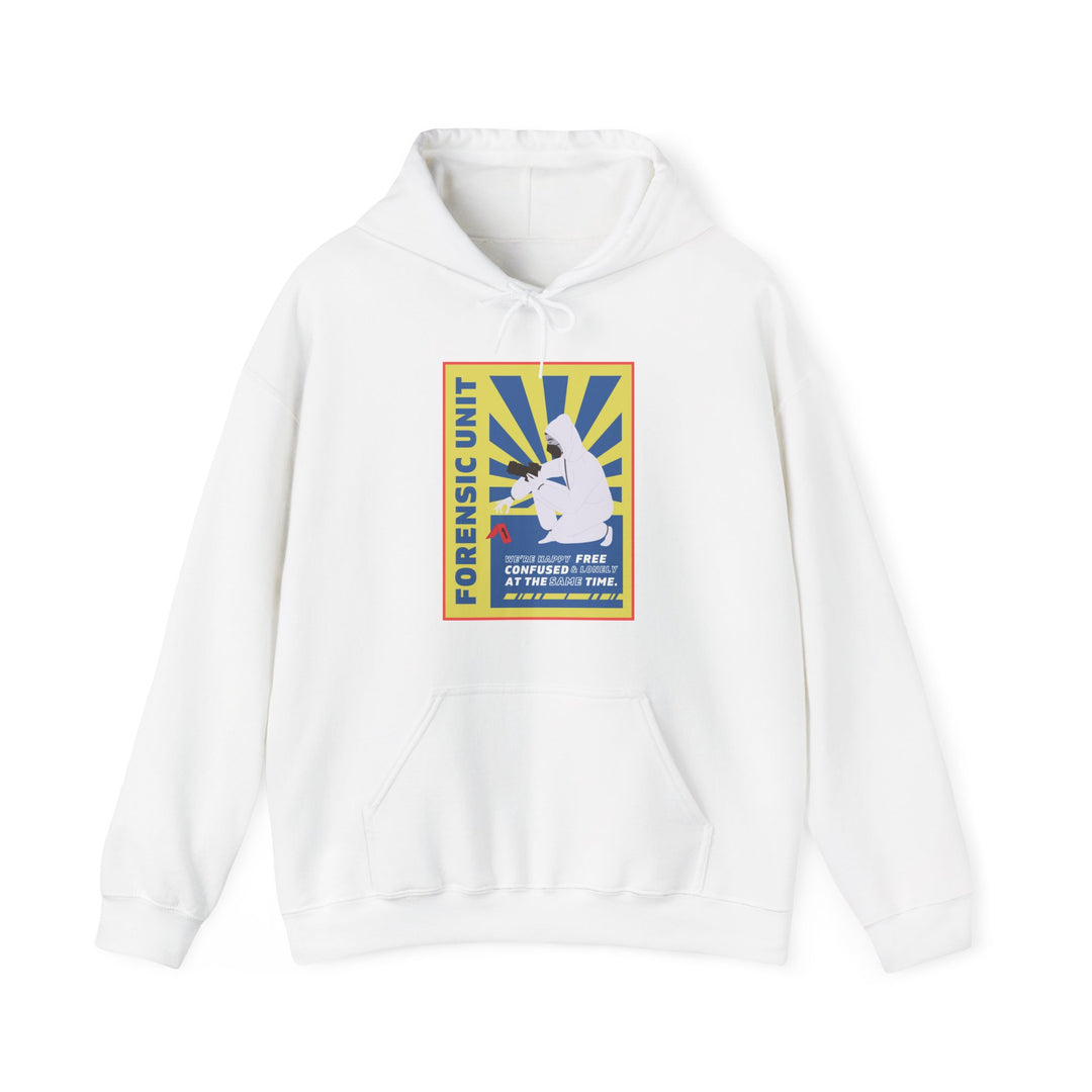 Forensic Unit "We're Happy..." Unisex Heavy Blend™ Hooded Sweatshirt