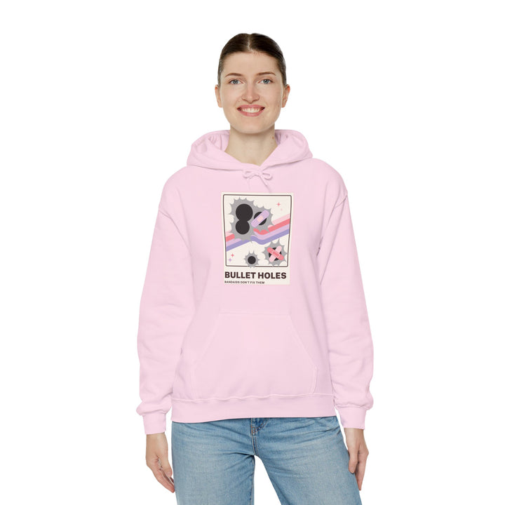 “Bullet Holes – Bandaids Don’t Fix Them” Unisex Heavy Blend™ Hooded Sweatshirt