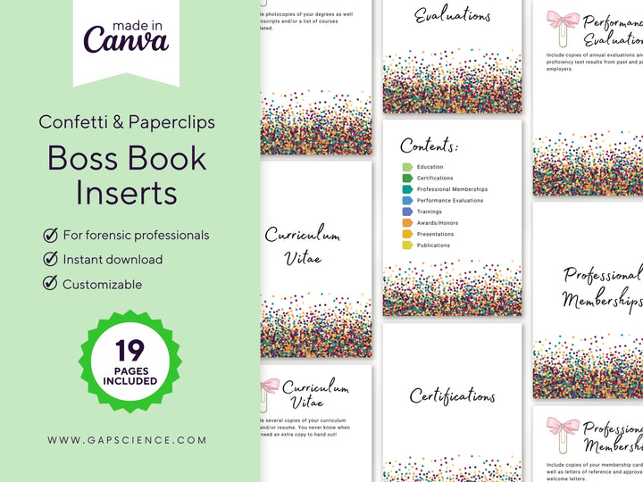 Confetti & Paperclips Boss Book Inserts