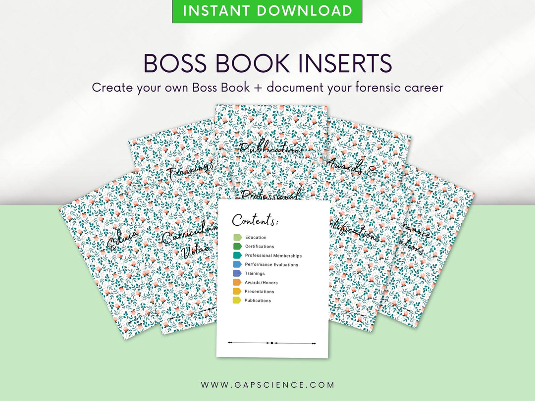 Green Floral Boss Book Inserts