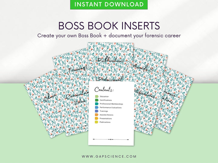 Green Floral Boss Book Inserts