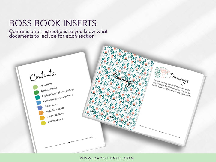 Green Floral Boss Book Inserts