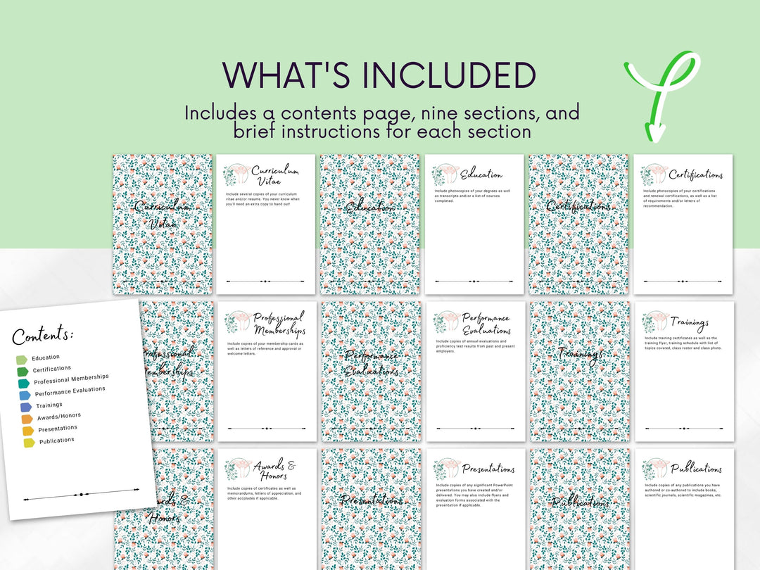 Green Floral Boss Book Inserts