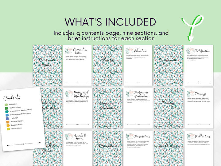 Green Floral Boss Book Inserts