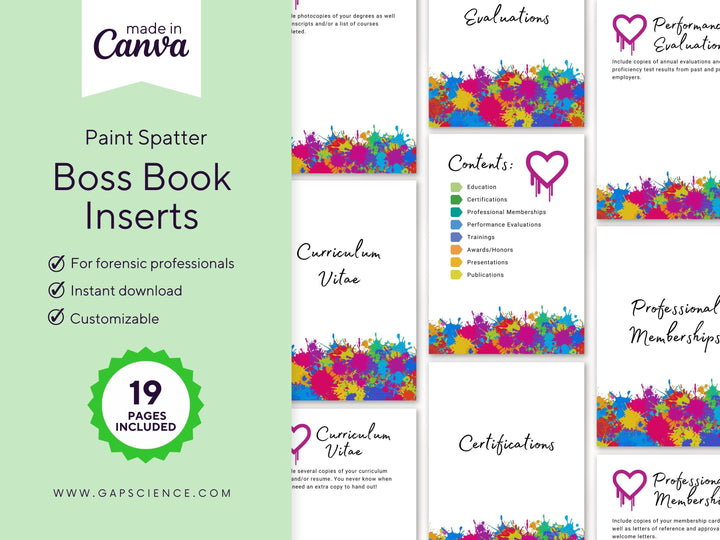 Paint Spatter Boss Book Inserts